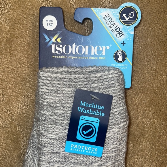NWT Isotoner Gray Touchscreen SmartDri Gloves, OS - Picture 3 of 4